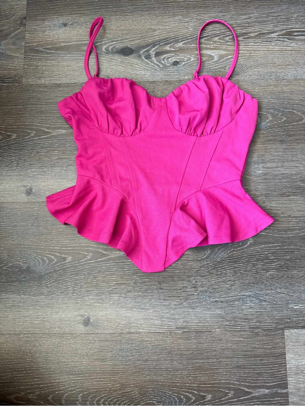 Forever 21 Hot Pink Peplum Bustier Cami